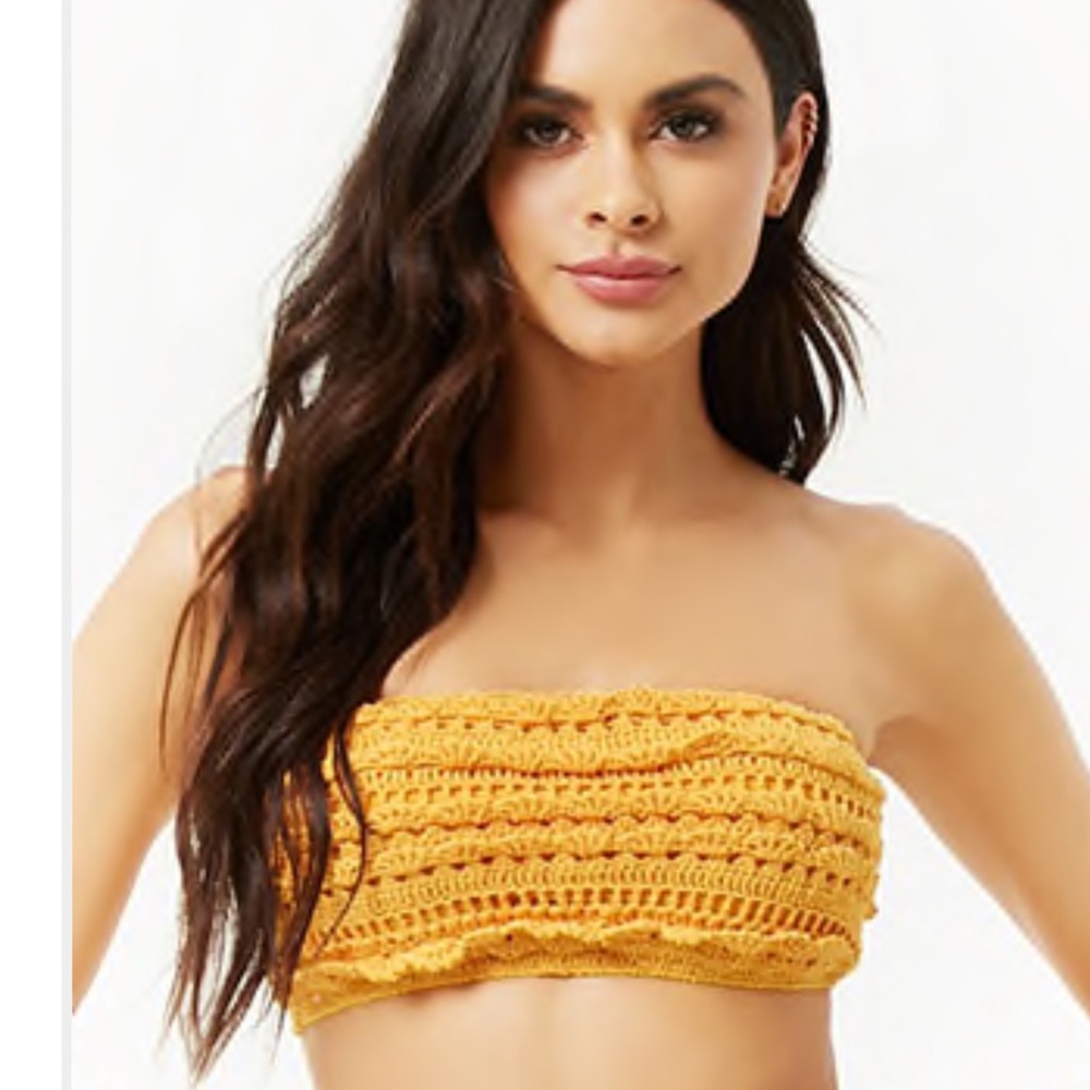 Forever 21 Crochet Bandeau Swim Top